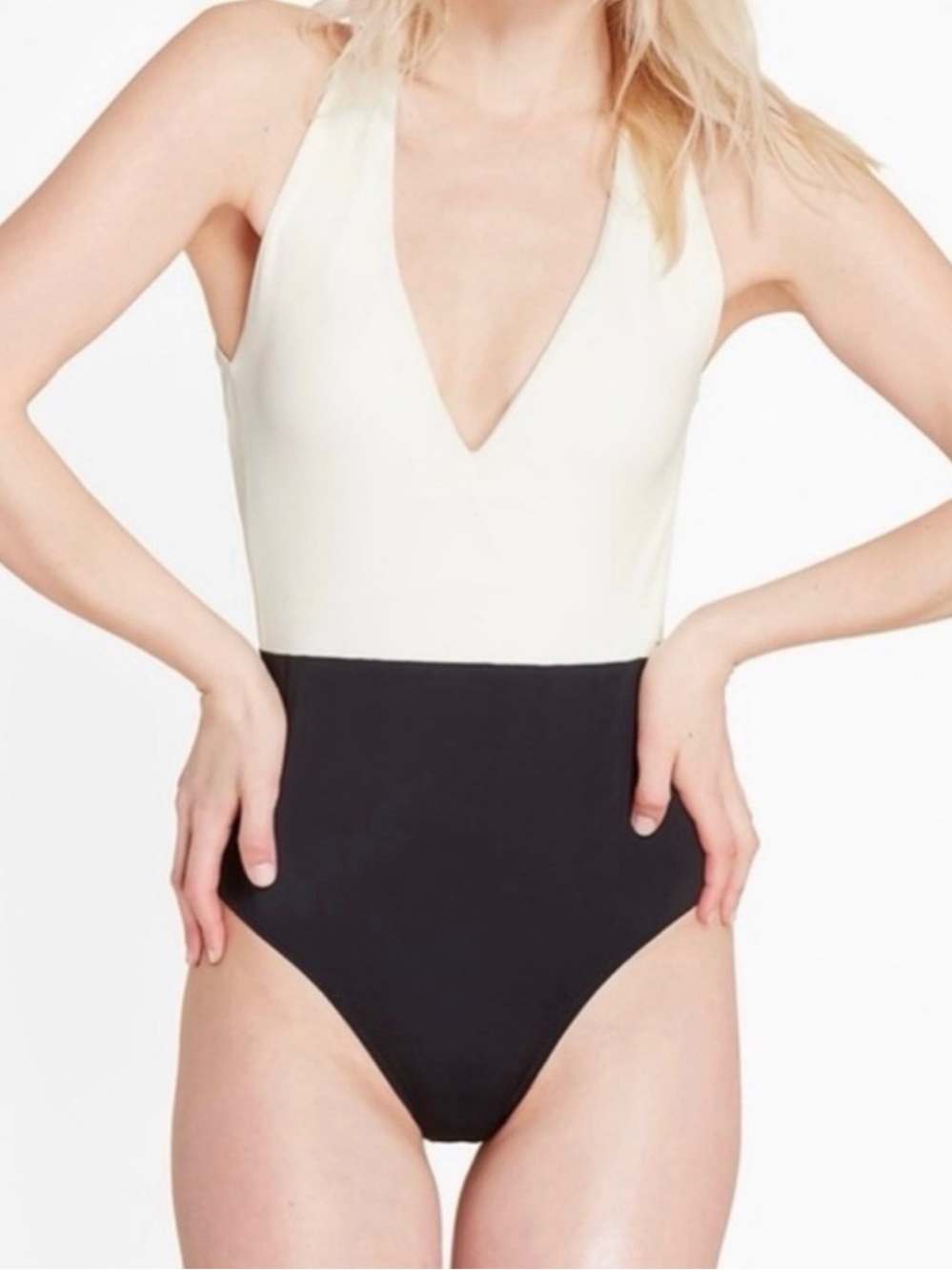 Summersalt The Deep Dive One Piece Swimsuit Black White Colorblock Size 6
